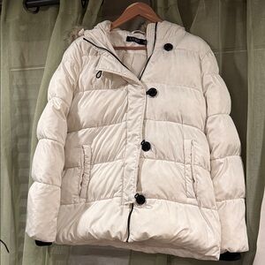 Lauren Ralph Lauren Cream Puffer Coat with Hood